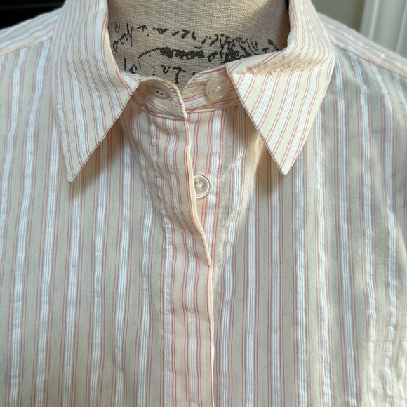 Pale Pink Striped Woven Button Down Size S - Picture 2 of 5